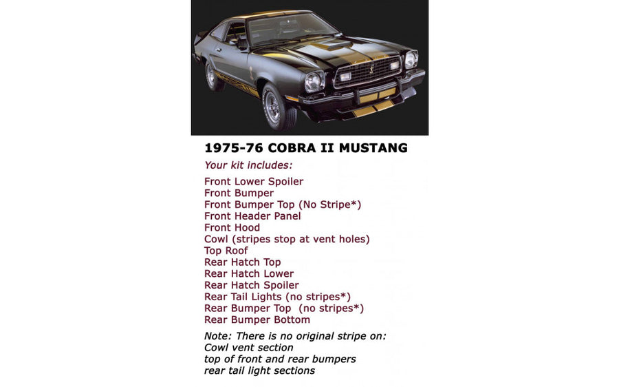 1975-77 Cobra II Dual Over The Car Stripes